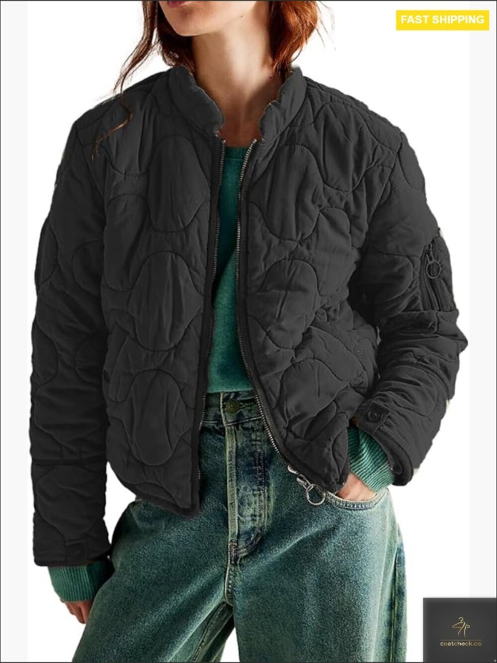 Quilted Puffer Jacket Lightweight Oversized Boyfriend Style Winter Coat
